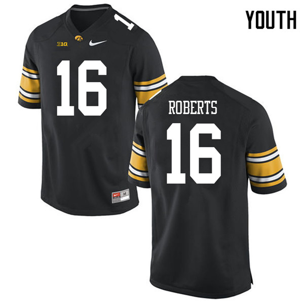Youth #16 Terry Roberts Iowa Hawkeyes College Football Jerseys Sale-Black - Click Image to Close